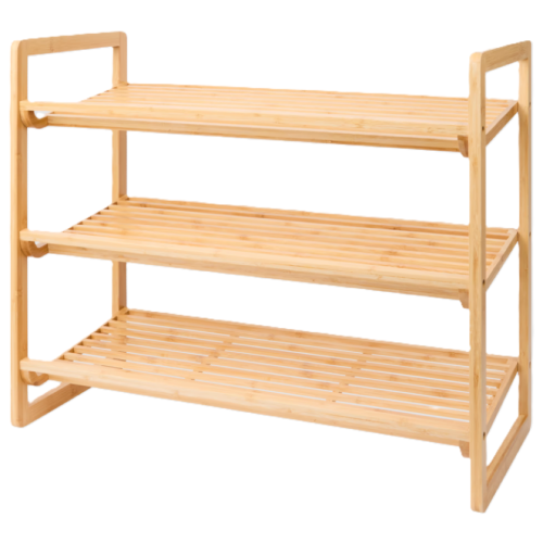 Przejdź do produktu Półka na buty ekologiczna z bambusa – 3 poziomy