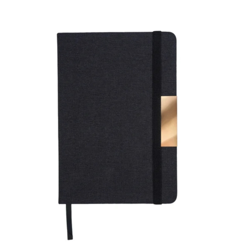 Przejdź do produktu Notatnik ekologiczny A5 RPET – czarny ze złotym akcentem