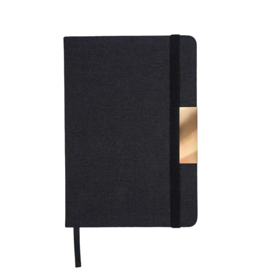 Notatnik ekologiczny A5 RPET – czarny ze złotym akcentem