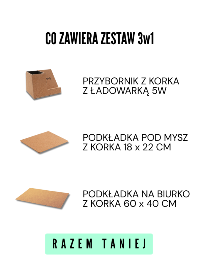 Ekologiczny zestaw biurkowy z korka 3w1 - zdjęcie 2