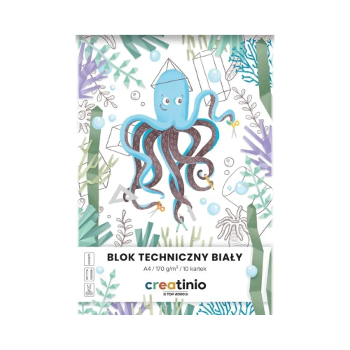 Przejdź do produktu Blok techniczny ekologiczny A4 170 g 10 kartek - biały, wzór 1