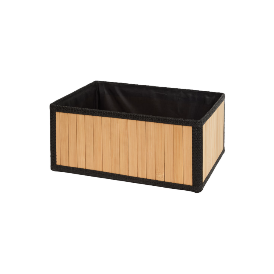 Kosz do przechowywania ekologiczny z bambusa 32 × 25 × 15 cm - czarny wkład