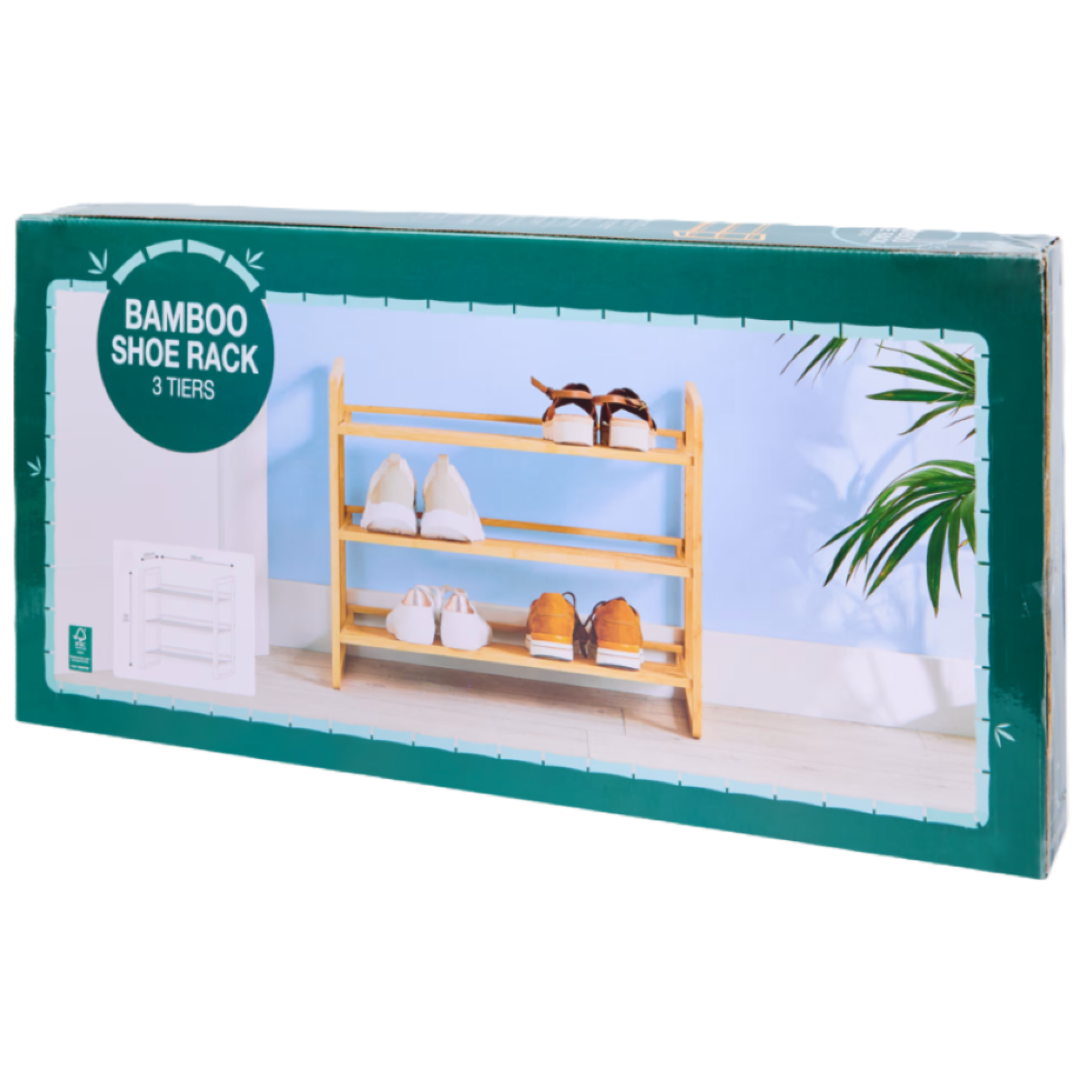 Półka na buty ekologiczna z bambusa – 3 poziomy - zdjęcie 2