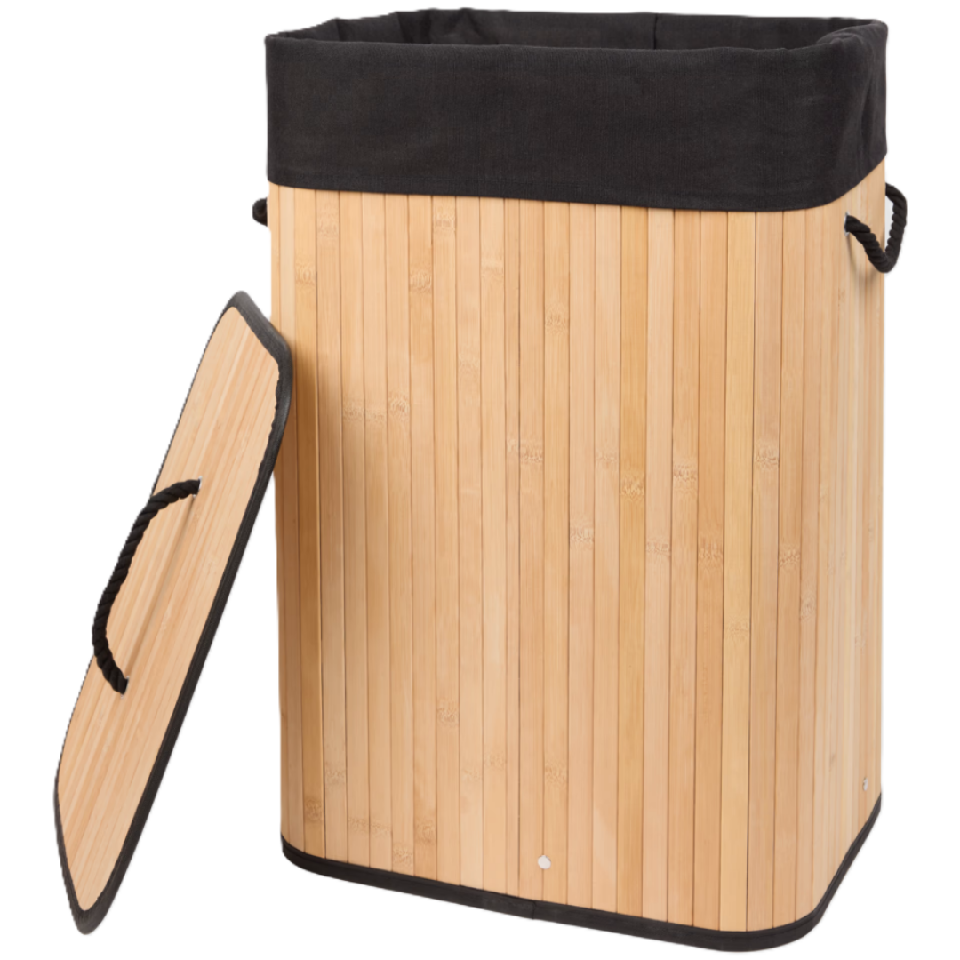 Kosz na pranie ekologiczny z bambusa – czarny wkład - zdjęcie 2